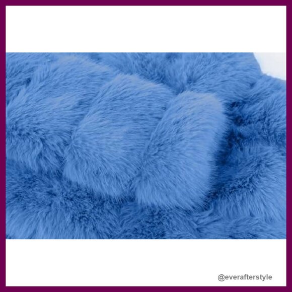 Fluffy Faux Fur Cropped Jacket Zip Up Puffer Winter Warm Chic Y2K - Picture 6 of 8